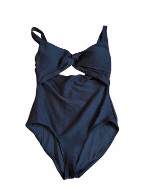 Anne Cole Classic Black Textured Twist-Front One-Piece Swimsuit US 10